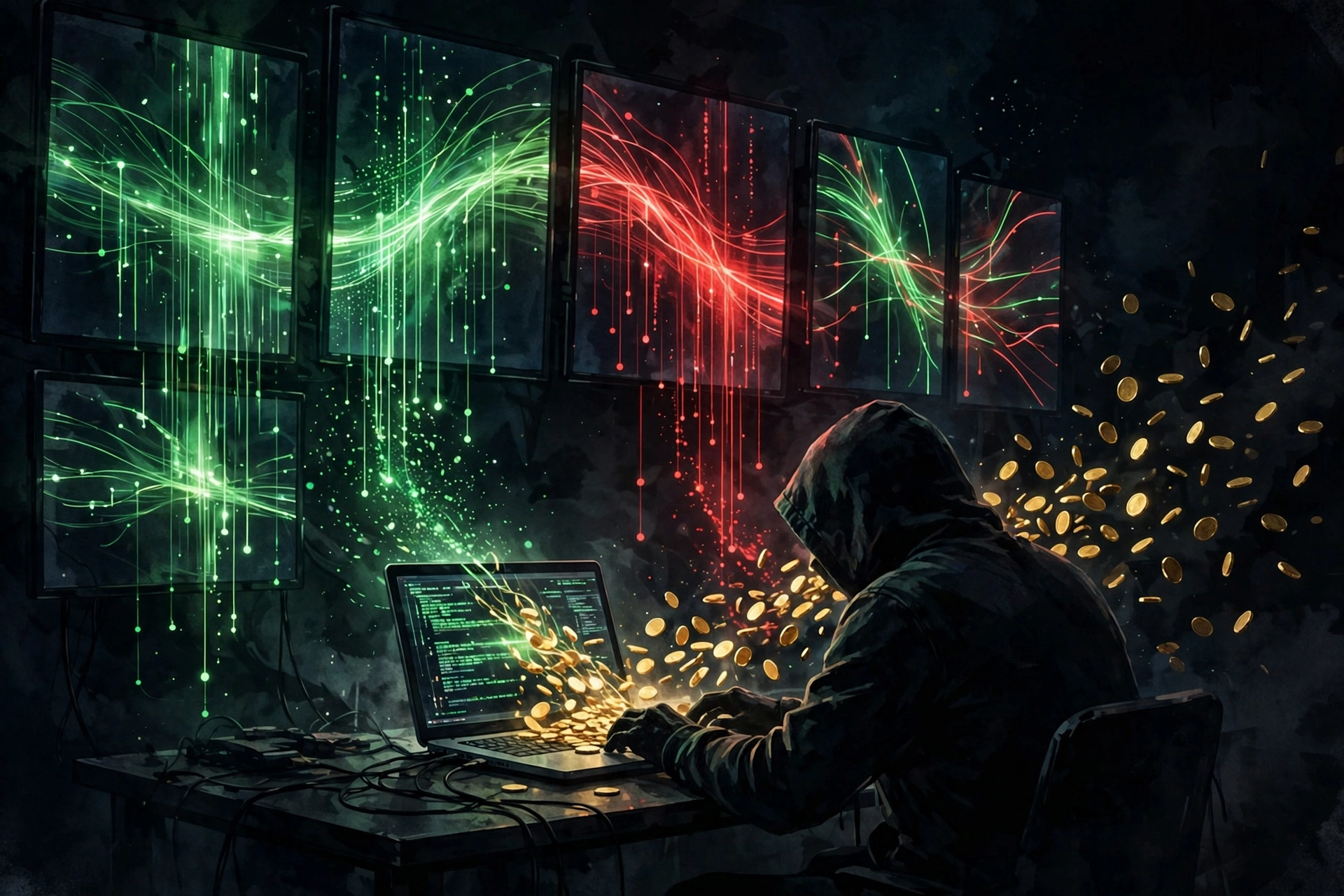 Hacker at a laptop during the Binance cyber attack